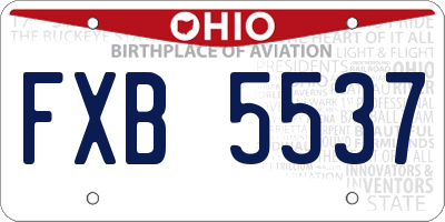 OH license plate FXB5537