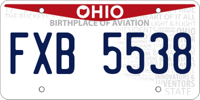 OH license plate FXB5538