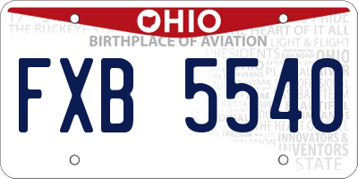 OH license plate FXB5540