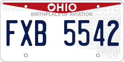 OH license plate FXB5542