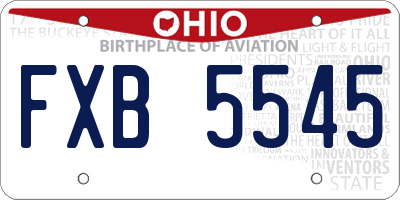 OH license plate FXB5545