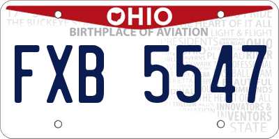 OH license plate FXB5547