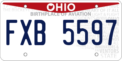 OH license plate FXB5597