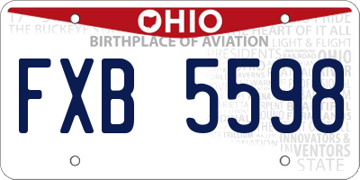 OH license plate FXB5598