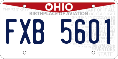 OH license plate FXB5601