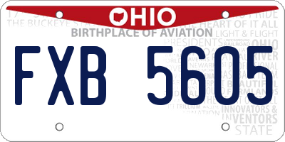 OH license plate FXB5605