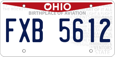 OH license plate FXB5612