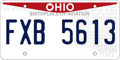 OH license plate FXB5613