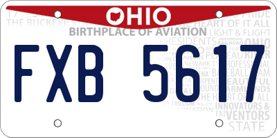 OH license plate FXB5617