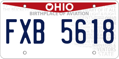 OH license plate FXB5618