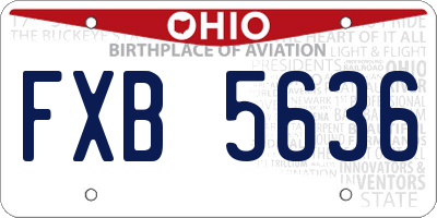 OH license plate FXB5636