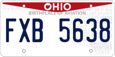 OH license plate FXB5638