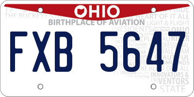 OH license plate FXB5647