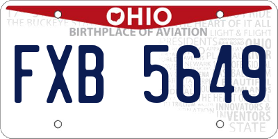 OH license plate FXB5649