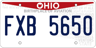 OH license plate FXB5650