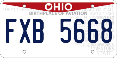 OH license plate FXB5668