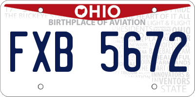 OH license plate FXB5672