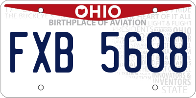 OH license plate FXB5688