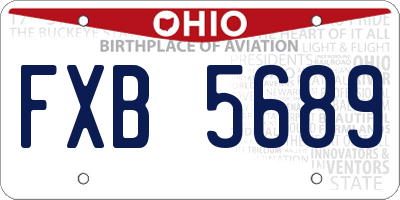 OH license plate FXB5689