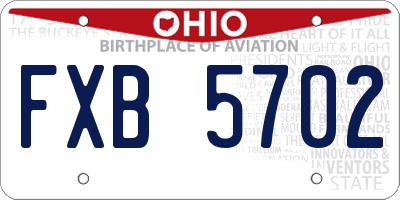OH license plate FXB5702