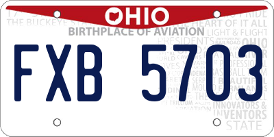 OH license plate FXB5703