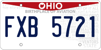 OH license plate FXB5721