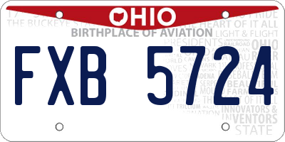 OH license plate FXB5724