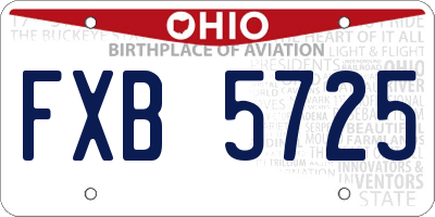 OH license plate FXB5725