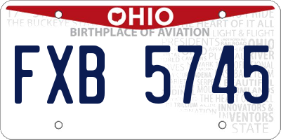 OH license plate FXB5745