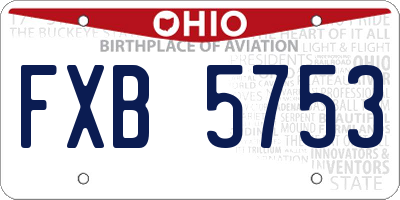 OH license plate FXB5753