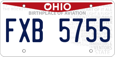 OH license plate FXB5755