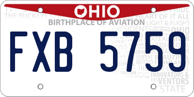 OH license plate FXB5759