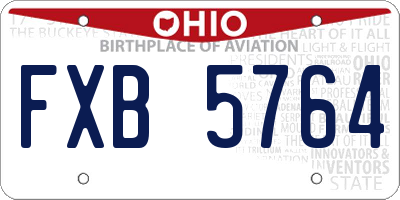 OH license plate FXB5764