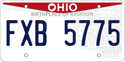 OH license plate FXB5775