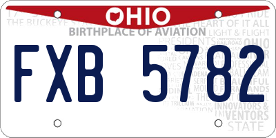 OH license plate FXB5782