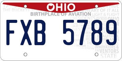 OH license plate FXB5789