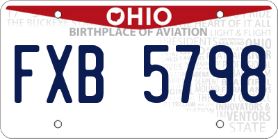 OH license plate FXB5798