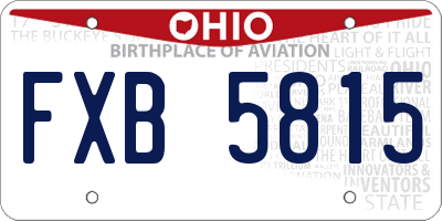 OH license plate FXB5815