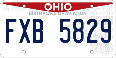 OH license plate FXB5829