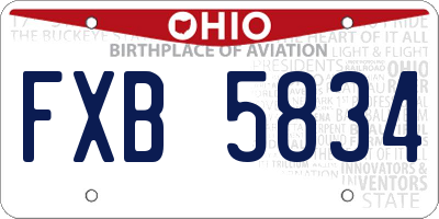OH license plate FXB5834