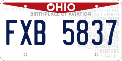 OH license plate FXB5837