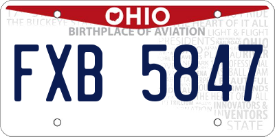 OH license plate FXB5847
