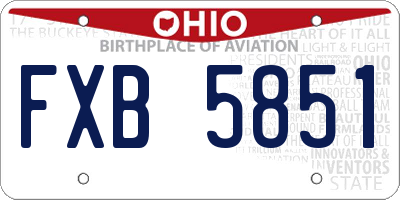 OH license plate FXB5851