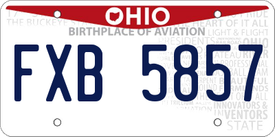 OH license plate FXB5857