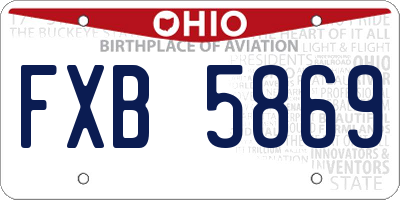 OH license plate FXB5869