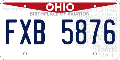OH license plate FXB5876