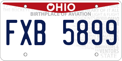 OH license plate FXB5899