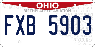 OH license plate FXB5903