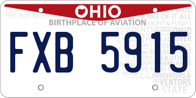 OH license plate FXB5915