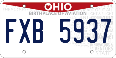 OH license plate FXB5937
